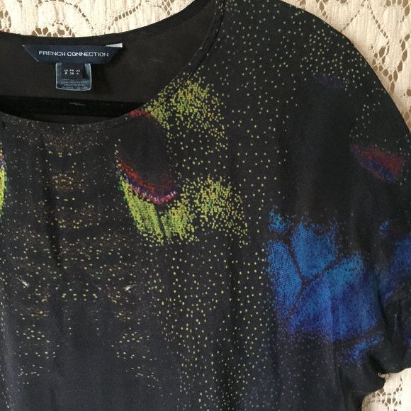 Butterfly Print Silk Top/Dress Vintage - Picture 8 of 11